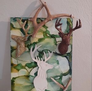 3D 8×10 OOAK Deer Painting Assemblage Art